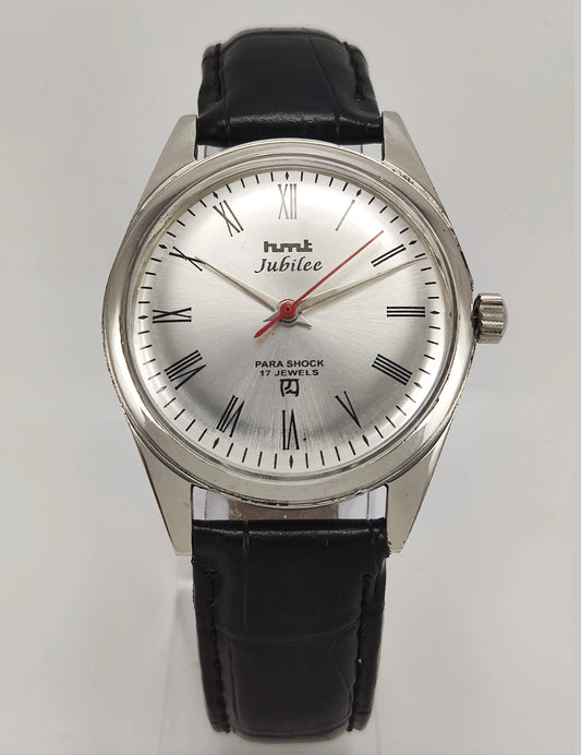 HMTJubilee Para Shock 17 Jewels Silver Dial Mechanical Hand winding Men's Wrist Watch Discover-Diamonds