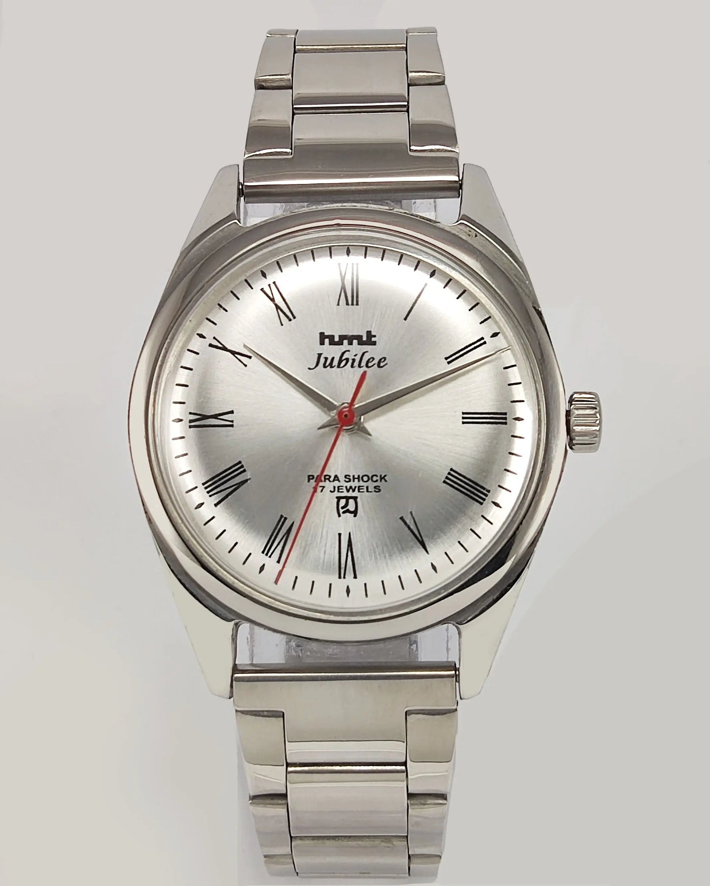 HMTJubilee Para Shock 17 Jewels Silver Dial Mechanical Hand winding Men's Wrist Watch Discover-Diamonds